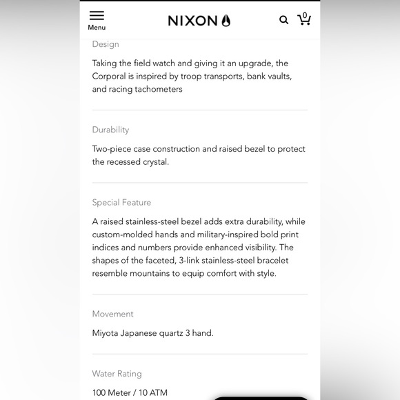 Nixon corporal stainless watch in gunmetal with orange accents. - Picture 5 of 6